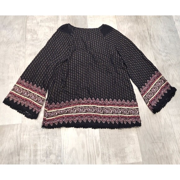 NWT Weekend Suzanne Betro Peasant Floral Top 1X Plus Bell Sleeve Crotched - Picture 8 of 8